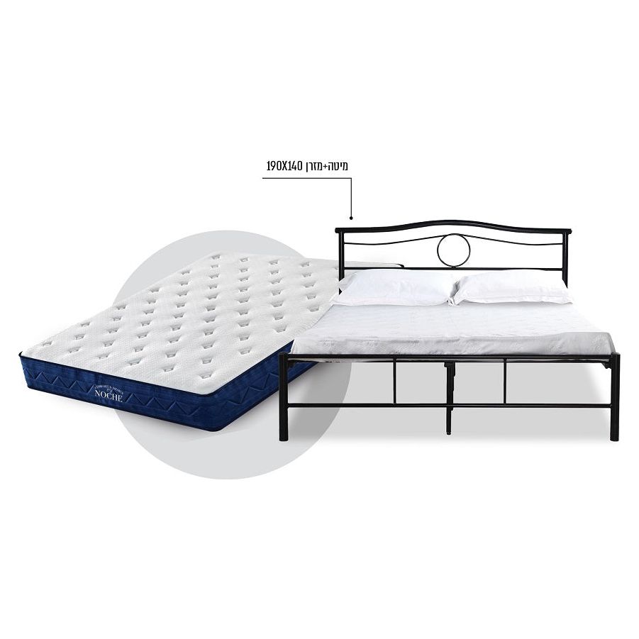מיטה וינה שחורה 140*190 ס"מ + מזרן אלגנט - מחיר בלעדי לאתר