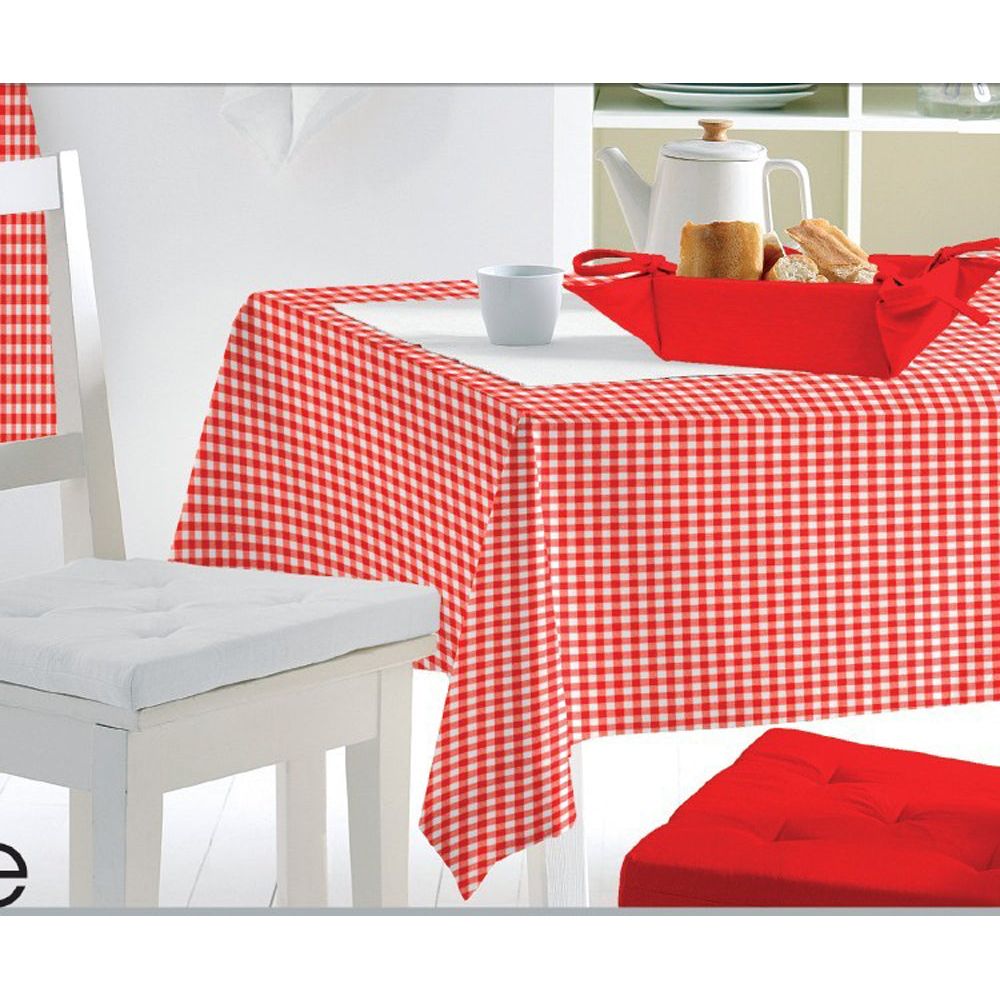 מפת שולחן משבצות אדום לבן 0.08 140