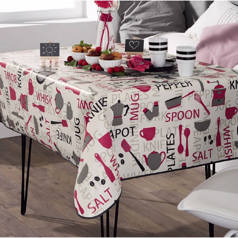 מפת שולחן PVC גאדגט אפור/ורוד רוחב 140 מ"ר - מחיר למטר רץ