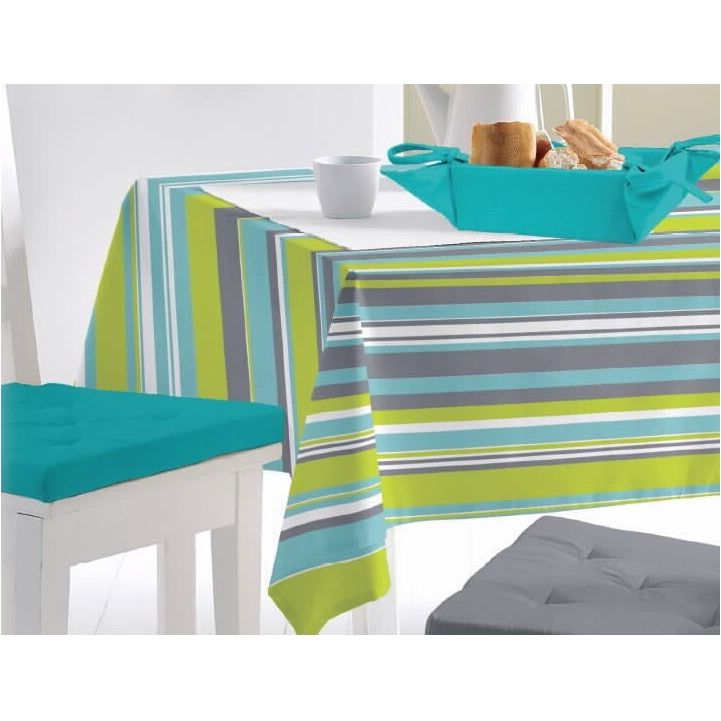 מפת שולחן PVC פסים ירוק/אפור רוחב 140 מ"ר - מחיר למטר רץ