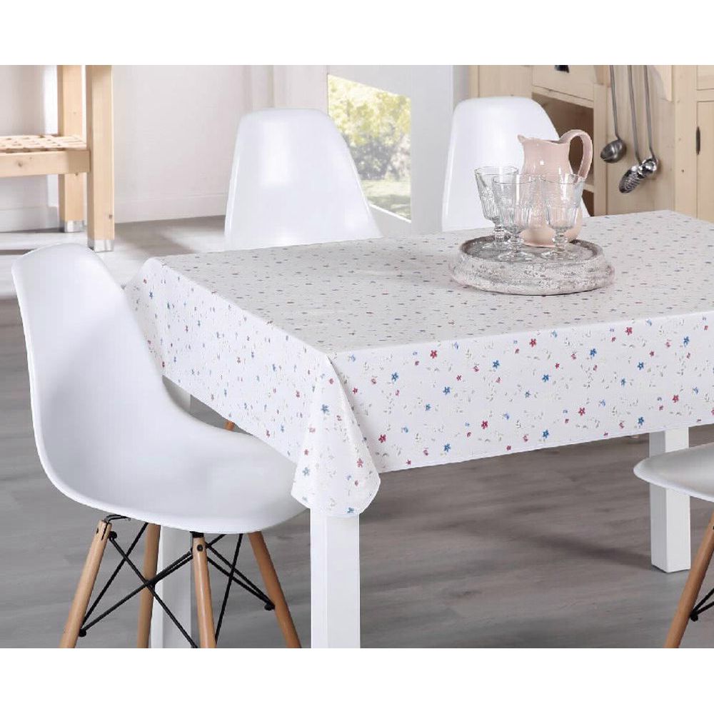 מפת שולחן PVC לבנה עם פרחים רוחב 137 מ"ר - מחיר למטר רץ