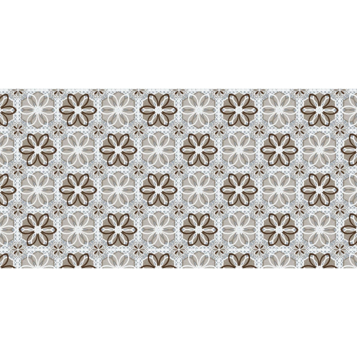 מפת שולחן PVC לבן פרח חום רוחב 137 מ"ר - מחיר למטר רץ