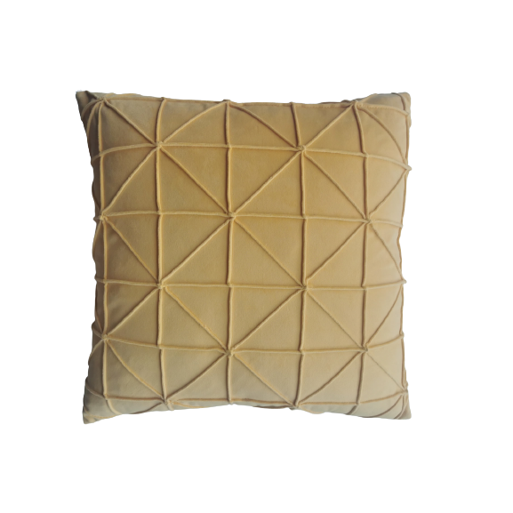 כרית נוי 45*45 ס"מ מעויינים קטיפה חרדל