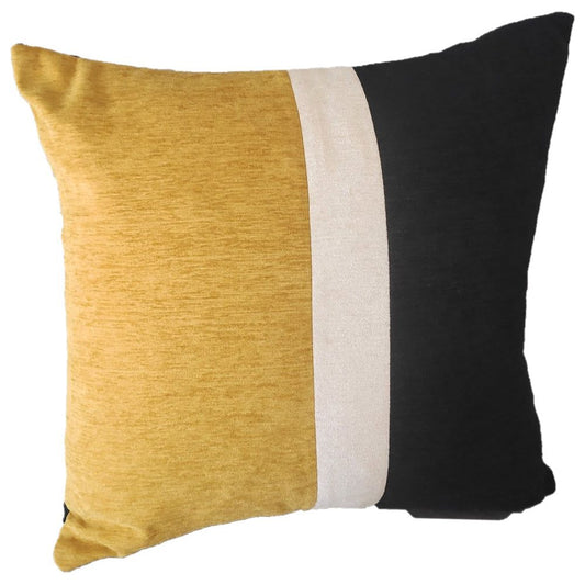 ציפית לכרית נוי 46*46 שחור חרדל בד קטיפה