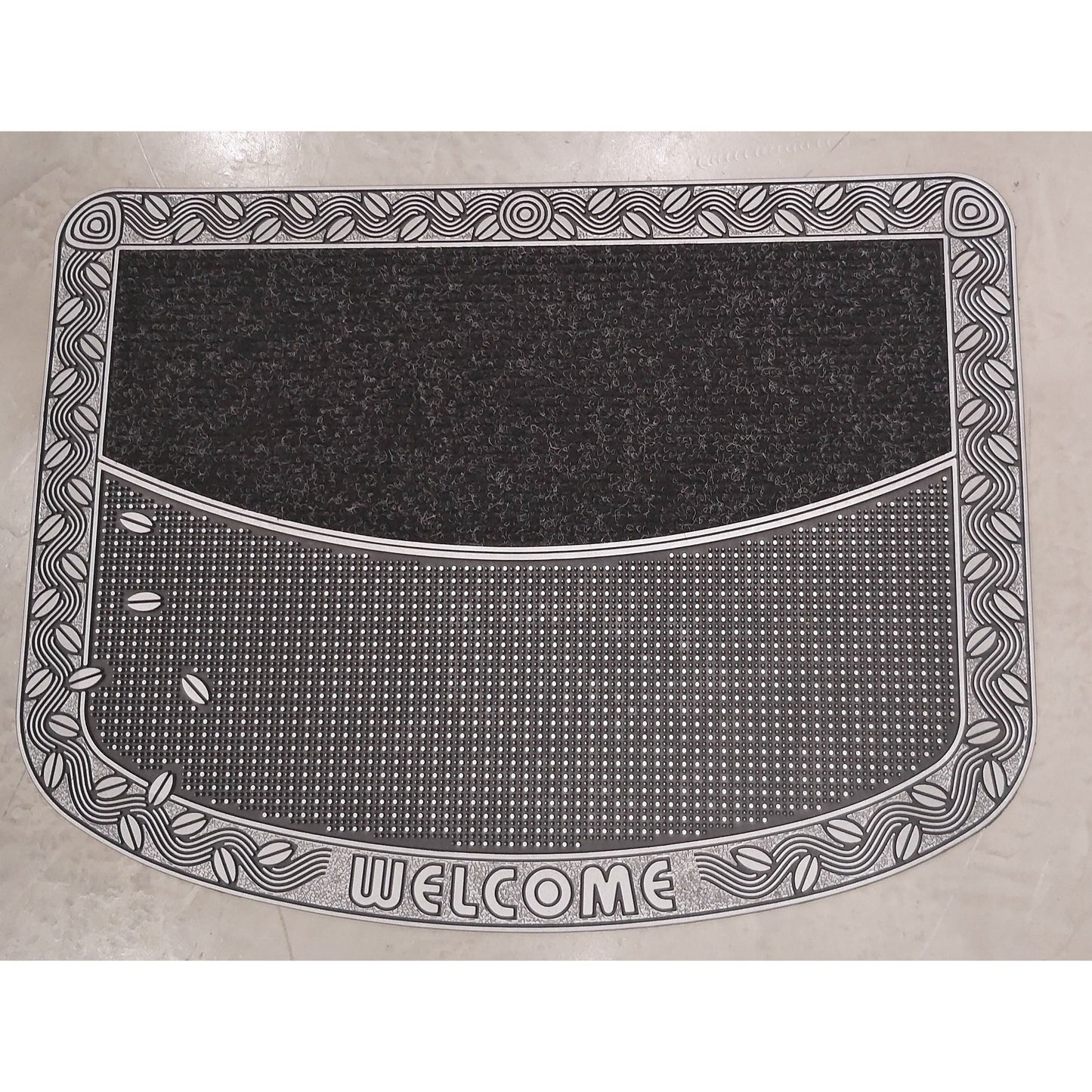 שטיח כניסה PVC דגם משולב מעוגל ,צבע כסף במידה 0.70*0.53