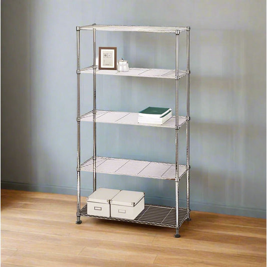 כוננית 5 מדפים רשת כרום