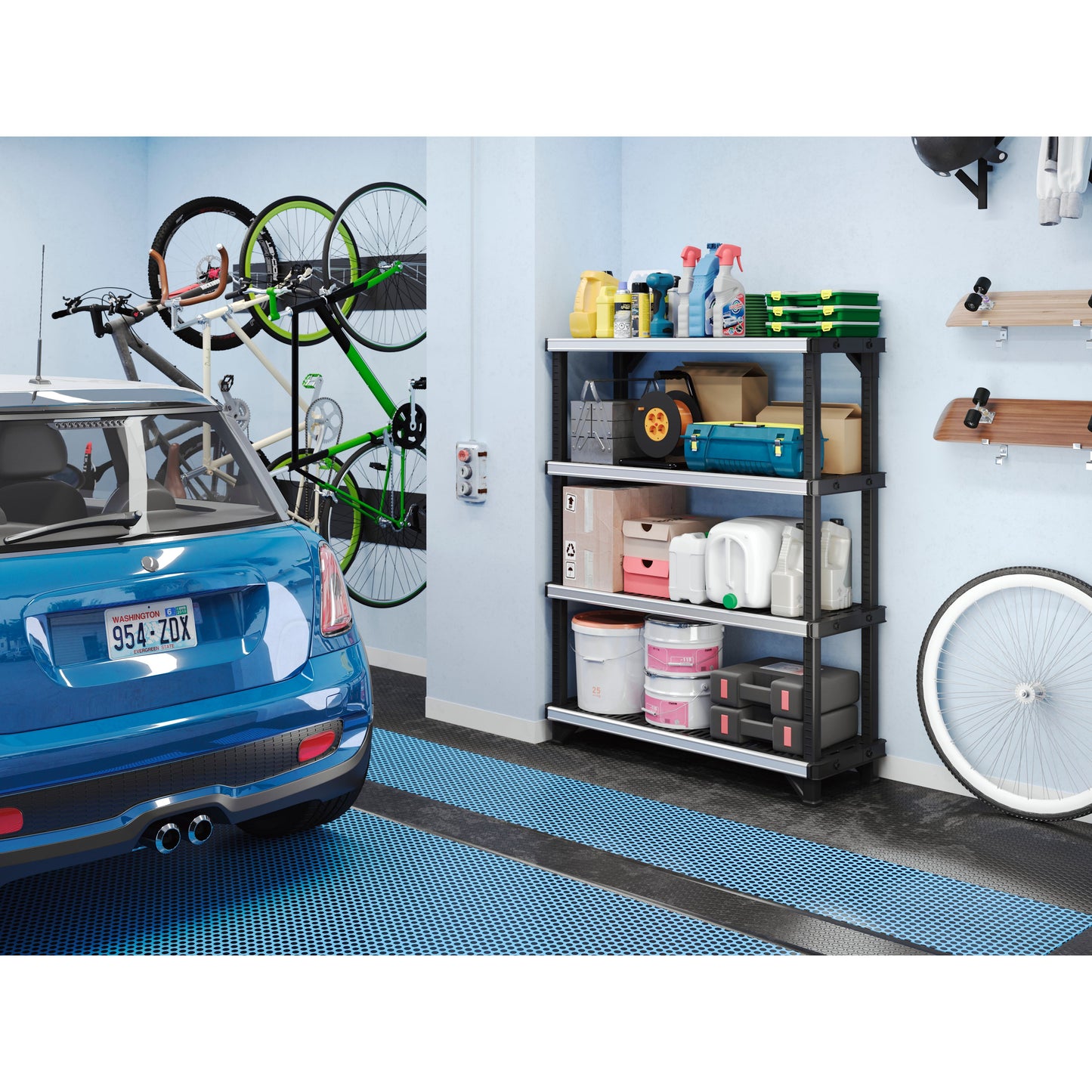 כוננית 4 מדפים מפלסטיק לנשיאת משקל כבד פיוזד FUSED כתר