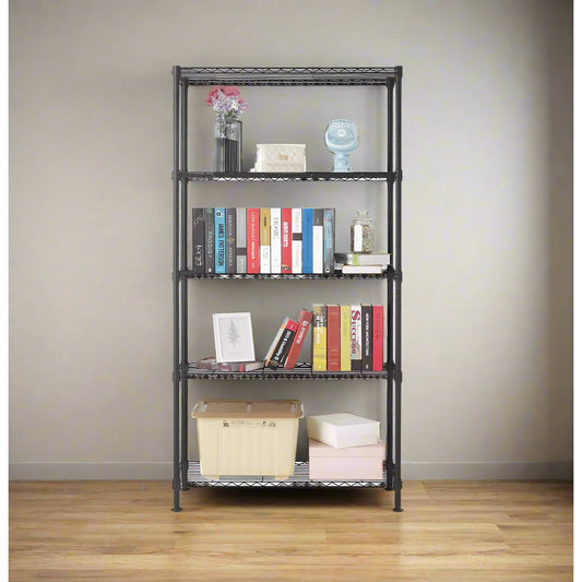 כוננית 5 מדפים רשת שחור מט