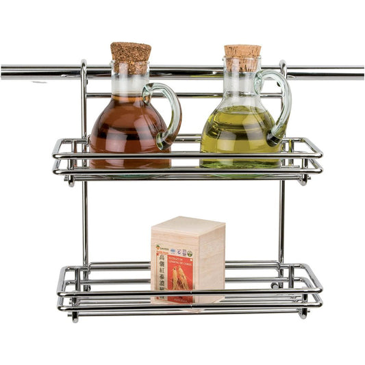 מדף תבלינים 2 קומות ציפוי כרום
