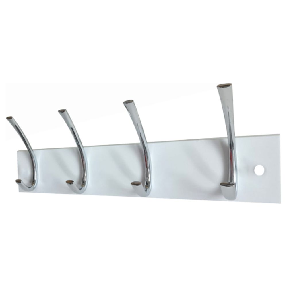 מתלה עץ 4 ווים ריצי לבן