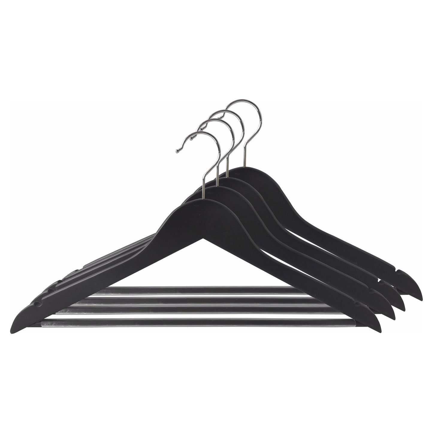 סט 4 קולבי עץ שחור מט