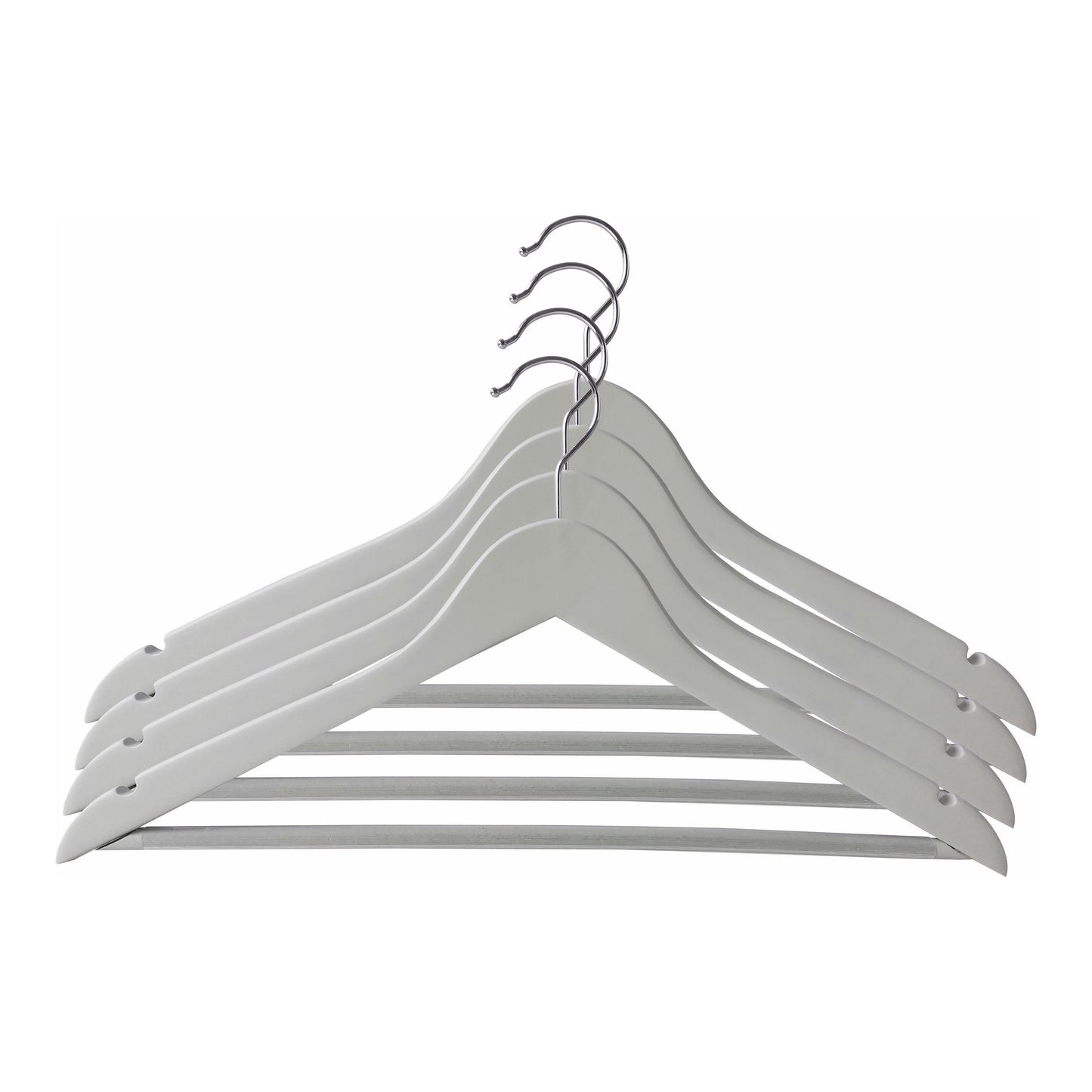 סט 4 קולבי עץ אפור בהיר מט