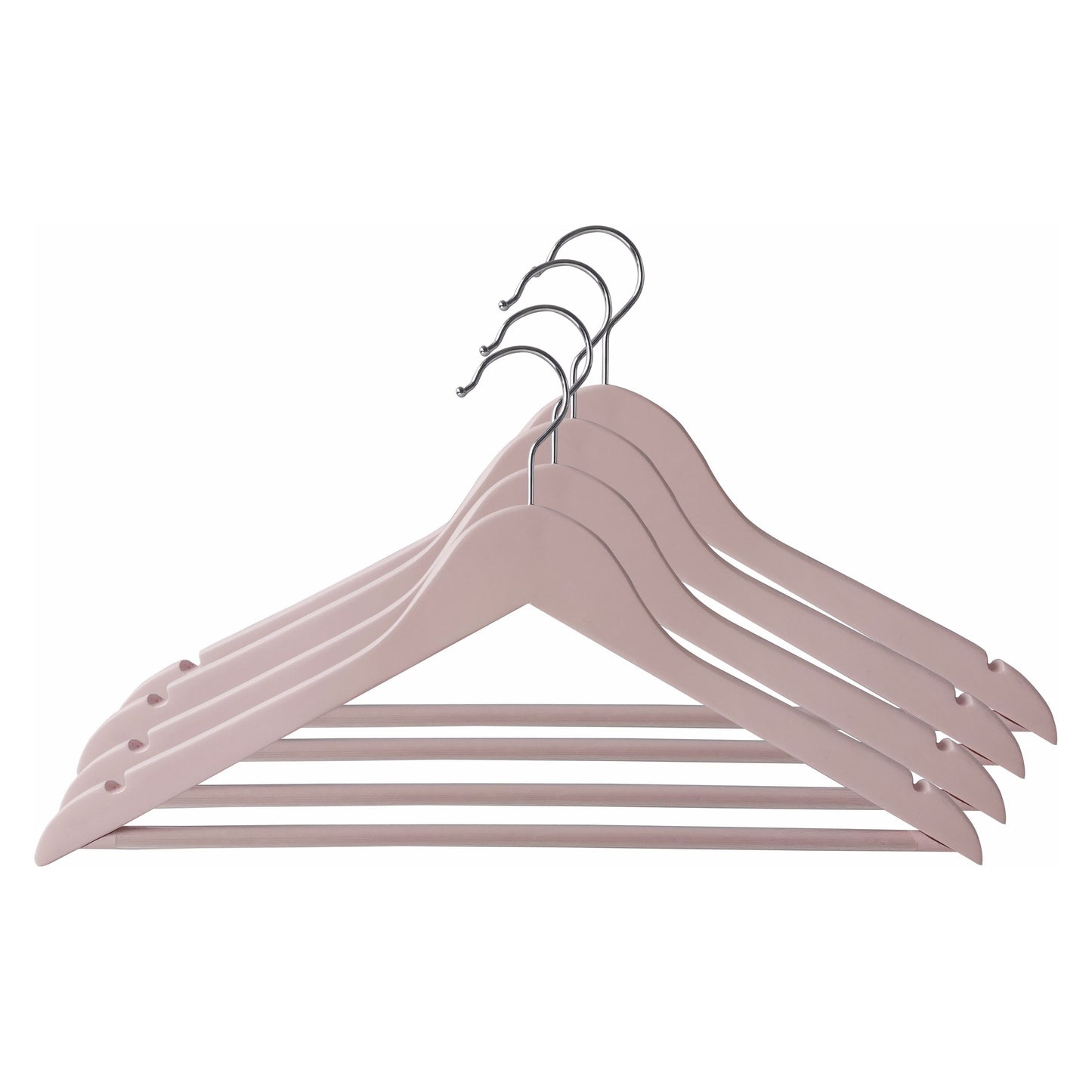 סט 4 קולבי עץ ורוד בהיר מט