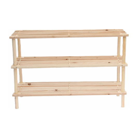 מתקן עץ 3 קומות לאיחסון נעליים טבעי