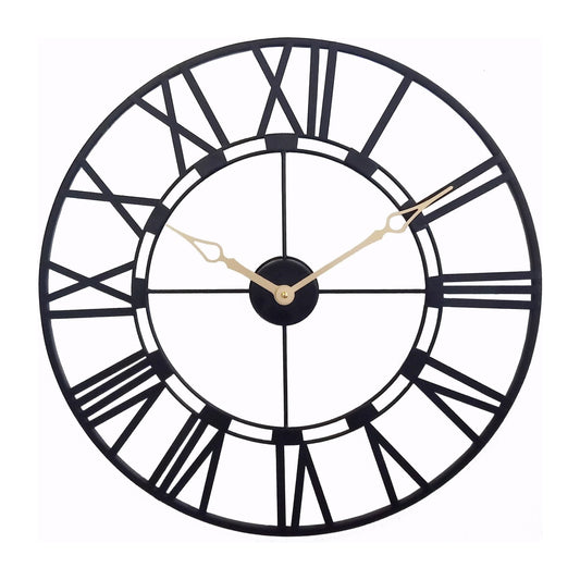 שעון קיר מעוצב רומי שחור 60 סמ