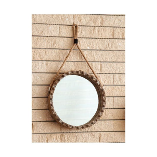 מראה עגולה גדולה בשילוב חבל