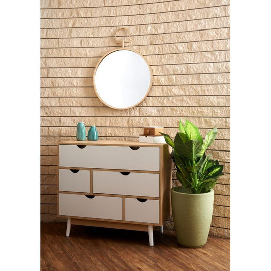 מראה עגולה בצבע זהב