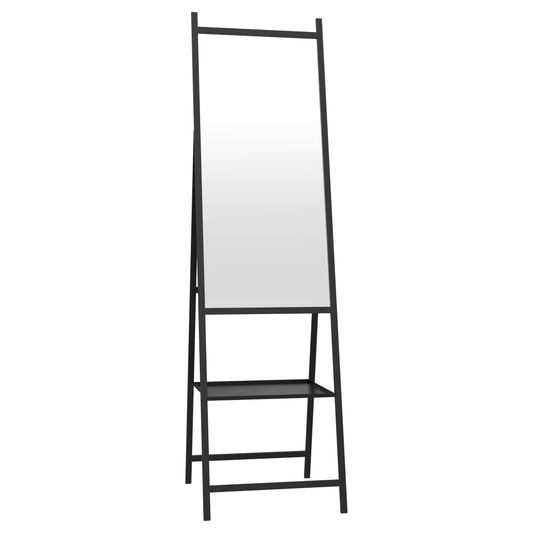 מראה גוף עומדת עם מדף מסגרת שחורה  160סמ