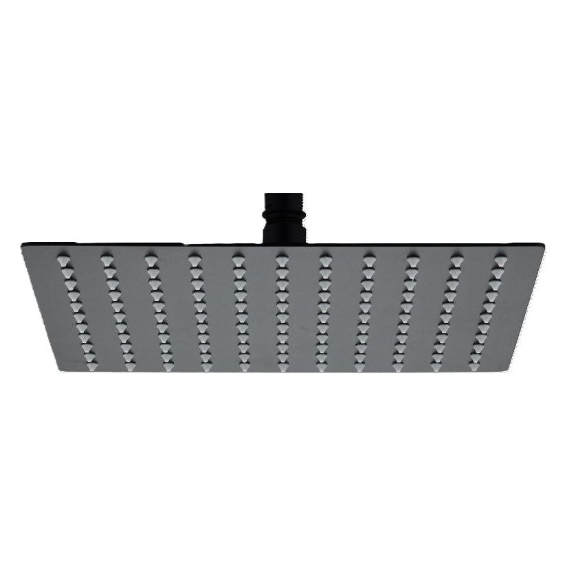 ראש מקלחת מתכתי שחור מרובע 25/25 ס"מ