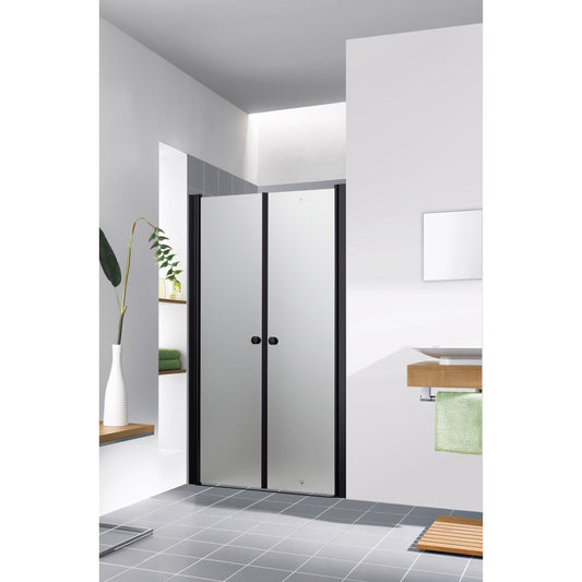 מקלחון חזית IN/OUT FREE שחור זכוכית שקופה 120-125 ס"מ