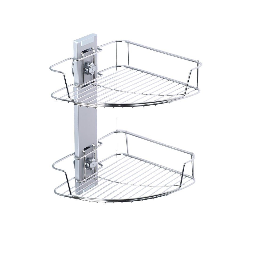 2 מדפים למקלחת ללא קידוח רשת פינתי בואקום