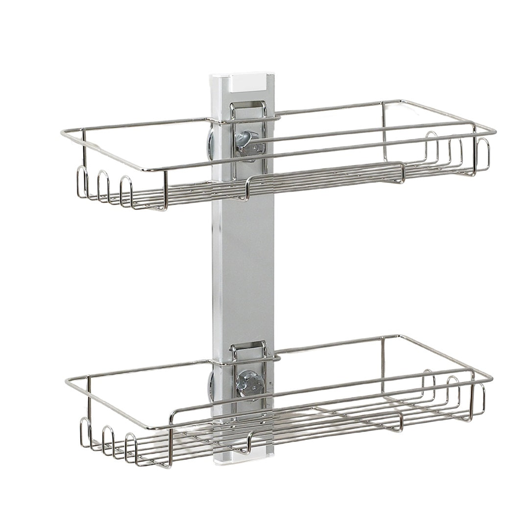 2 מדפים למקלחת ללא קידוח רשת מלבני בואקום