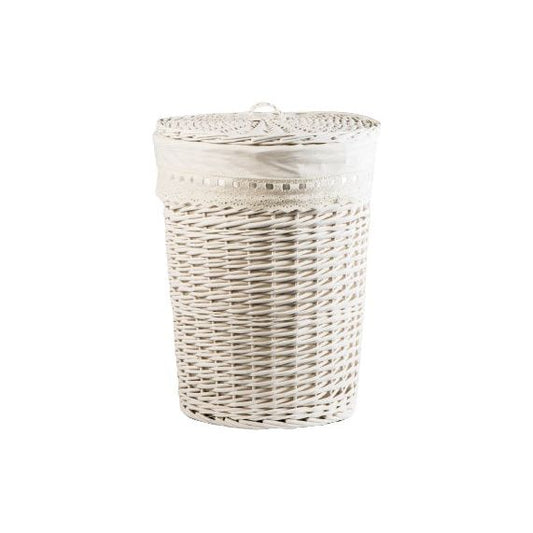 סל כביסה קש לבן עגול קטן