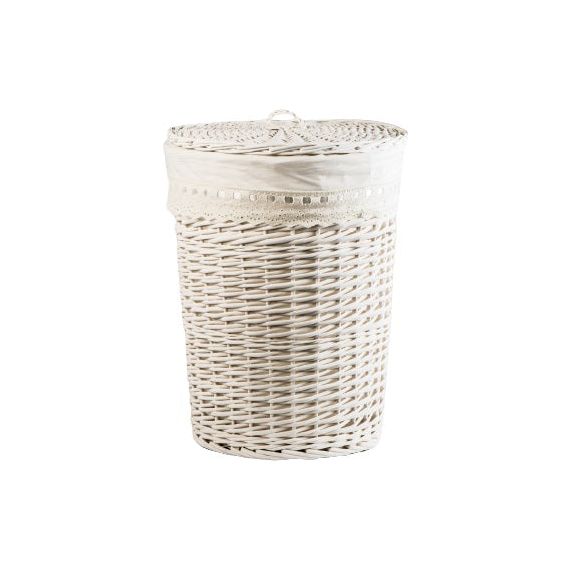 סל כביסה קש לבן עגול קטן