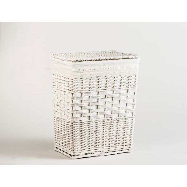 סל כביסה קש מלבני S לבן