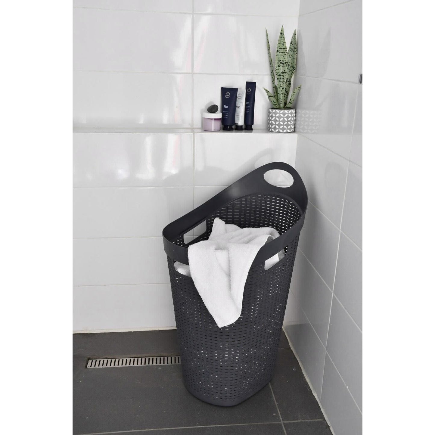 סל כביסה נע ללא מכסה צבע אפור