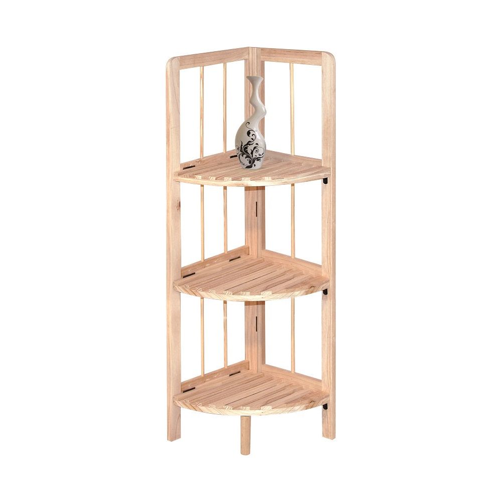 מעמד מדפי אחסון עץ פינתי 3 שלבים