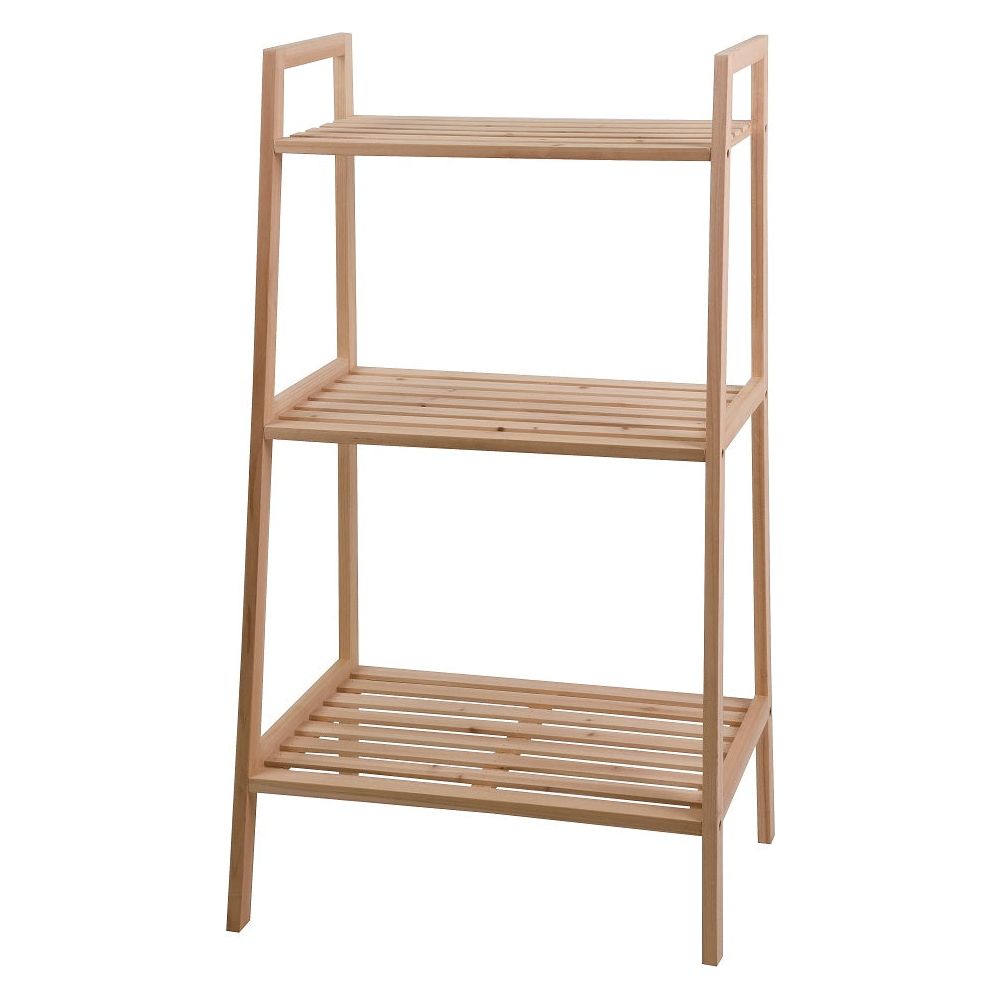 מעמד מדפי אחסון עץ מלבני 3 שלבים