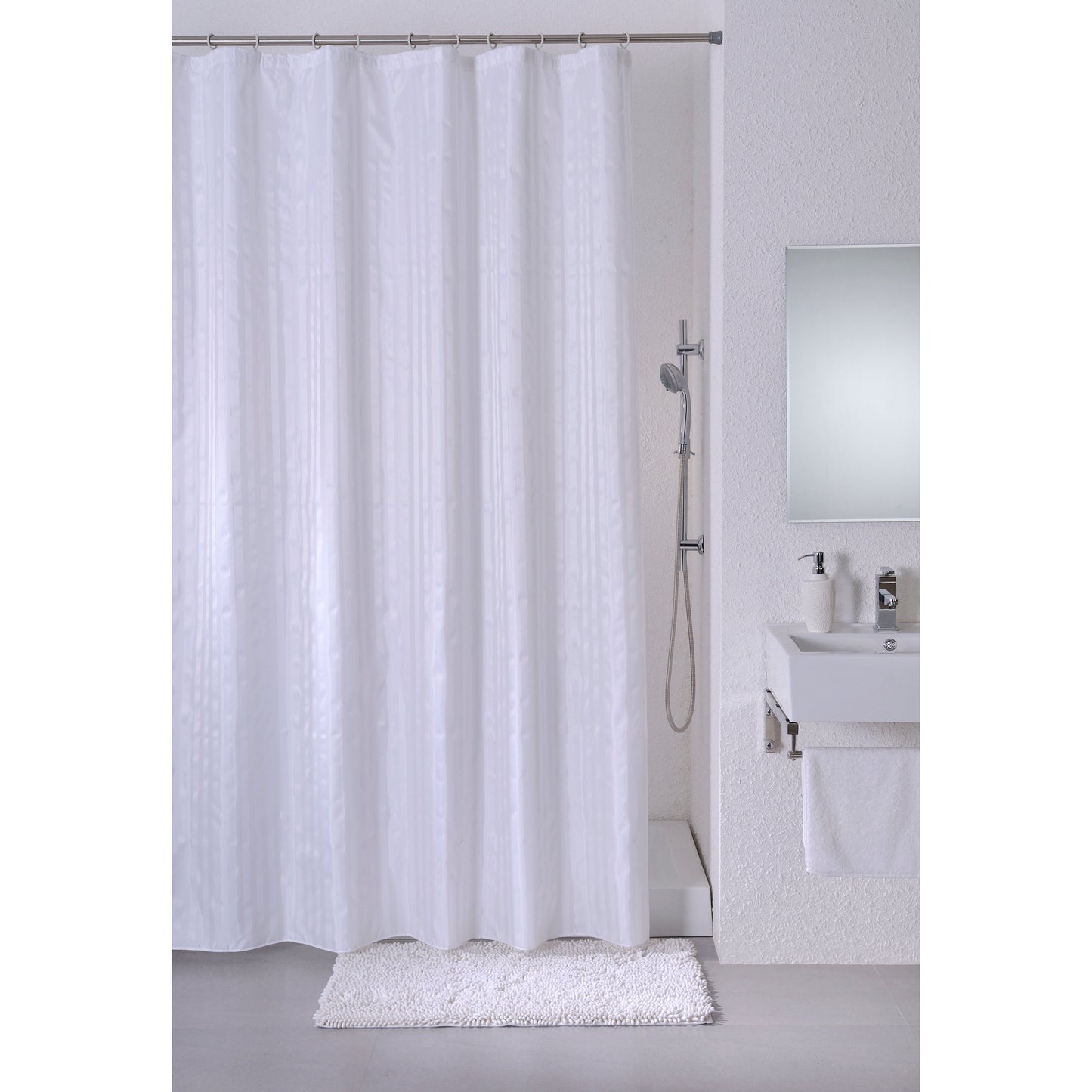 וילון אמבטיה בד הילטון לבן 180*180 ס"מ