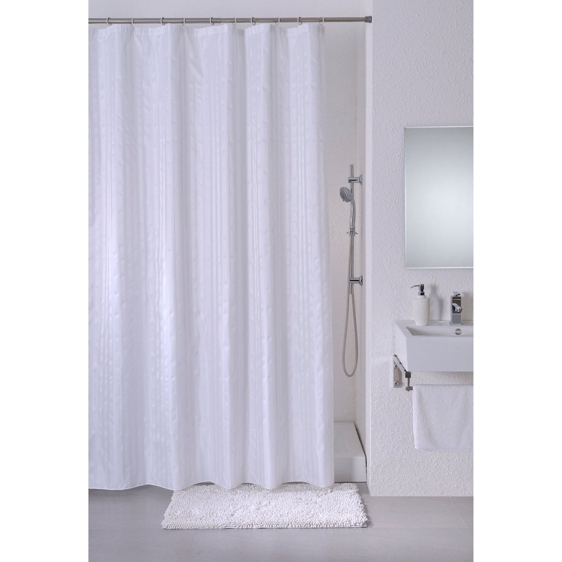 וילון אמבטיה בד הילטון לבן 180*180 ס"מ