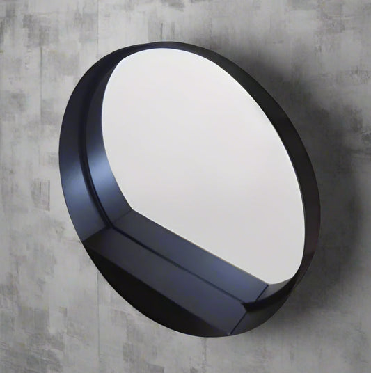 מראה עגולה 50 ס"מ עם מסגרת מתכת שחורה-אקאי
