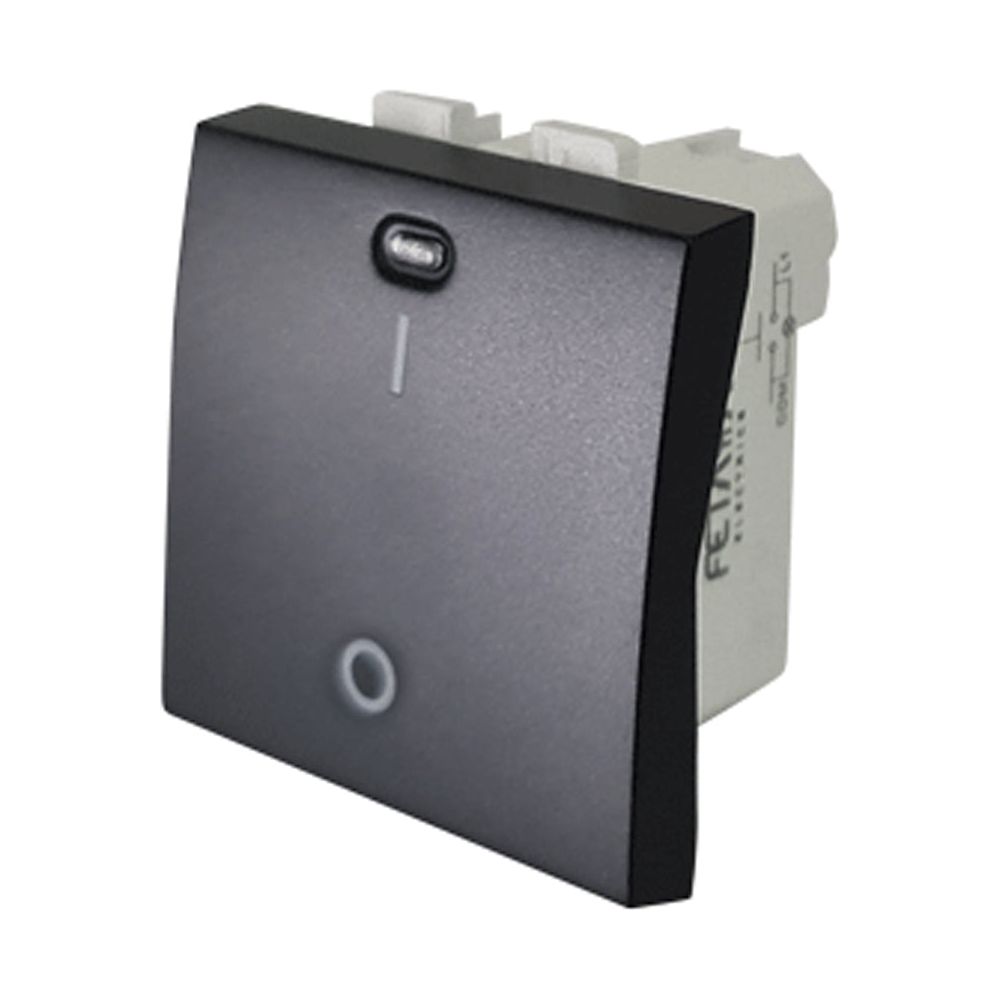 מפסק דו-קוטבי רחב מואר לדוד/תנור אמבטיה 2 מודול 16A שחור מט