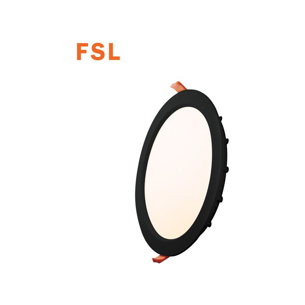 ספוט שקוע עגול שחור 223 מ"מ 18W אור צהוב