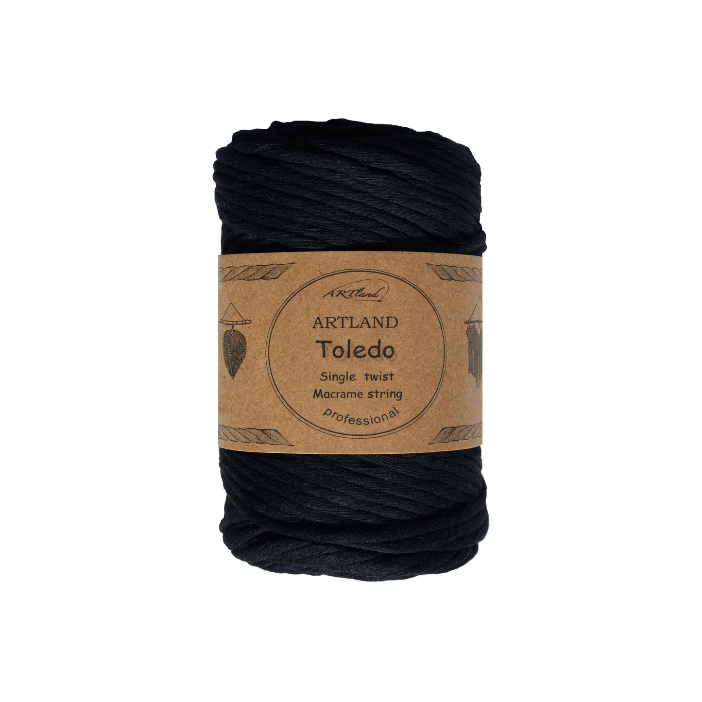 מקרמה סינגל טוויסט 4 מ"מ מקצועי - TOLEDO שחור