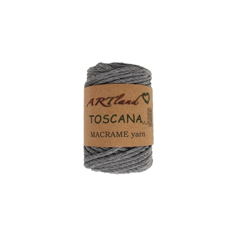 חוט מקרמה טוסקנה קלוע- 4 מ"מ אפור בינוני