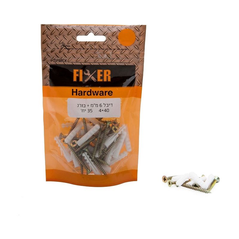 דיבל 6 מ"מ+בורג 40*4