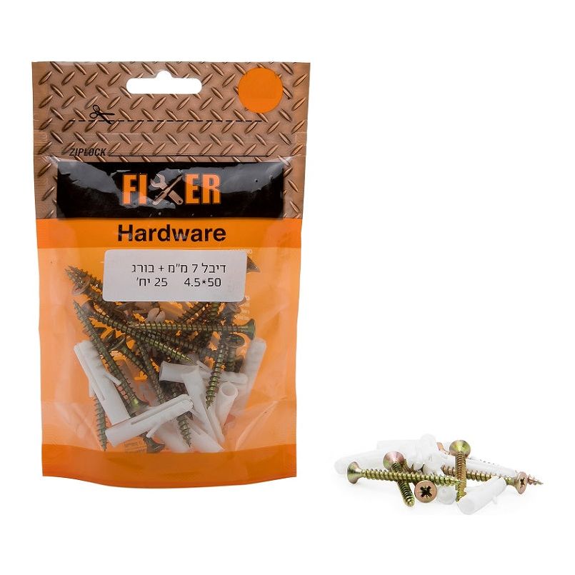 דיבל 7 מ"מ+בורג 50*4.5