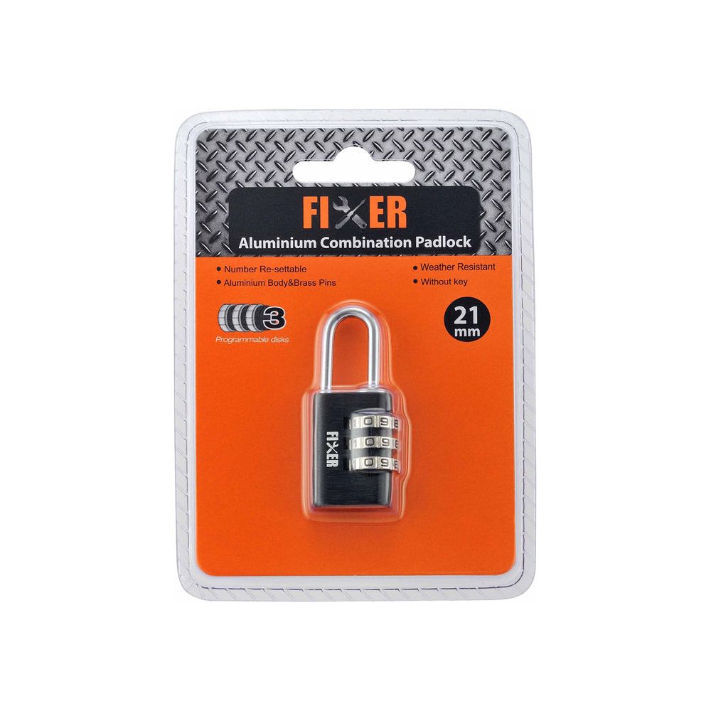 מנעול תליה עם קוד קומבינציה פליז 21 מ"מ שחור