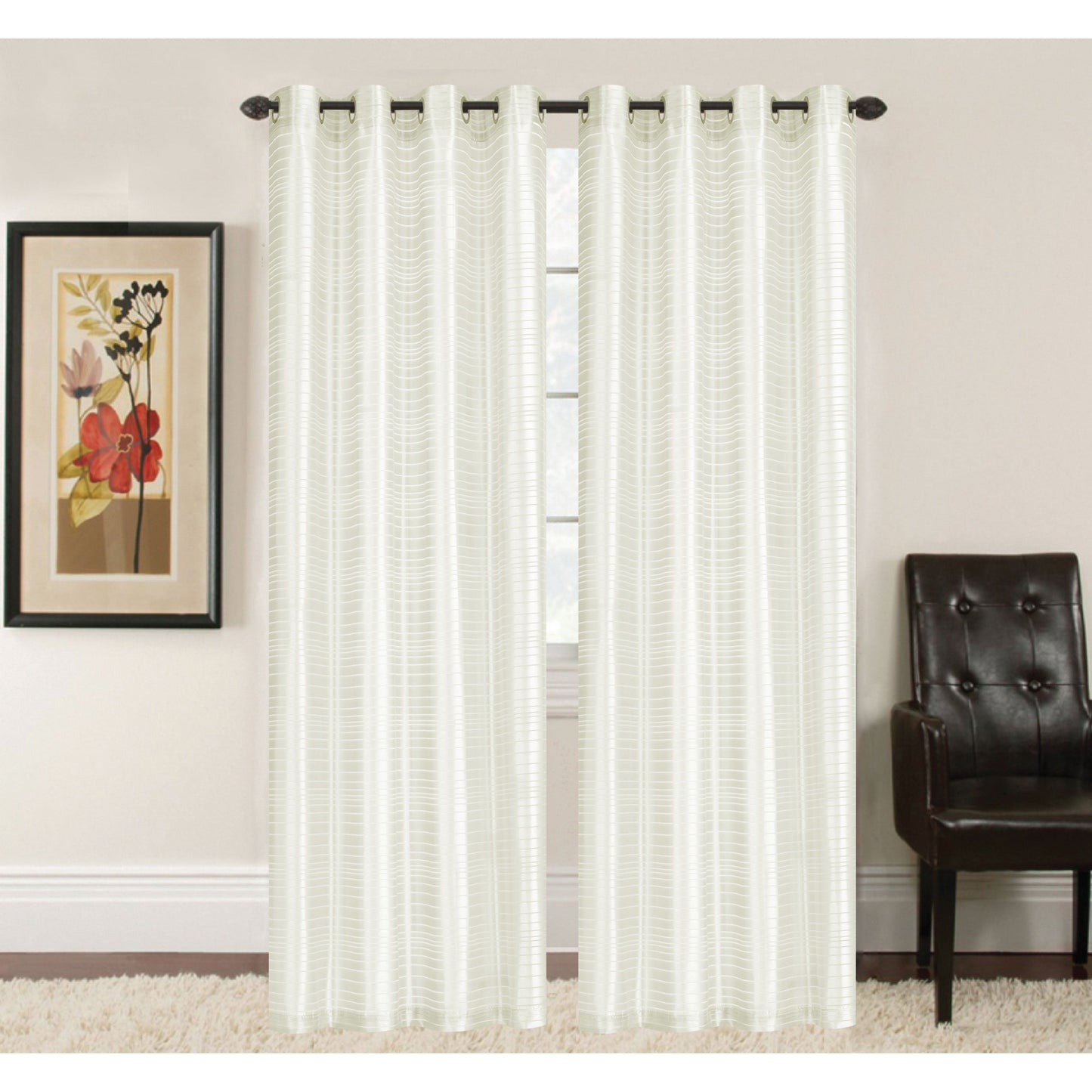 וילון לסלון רינג דמוי משי 250*140 קרם בודד