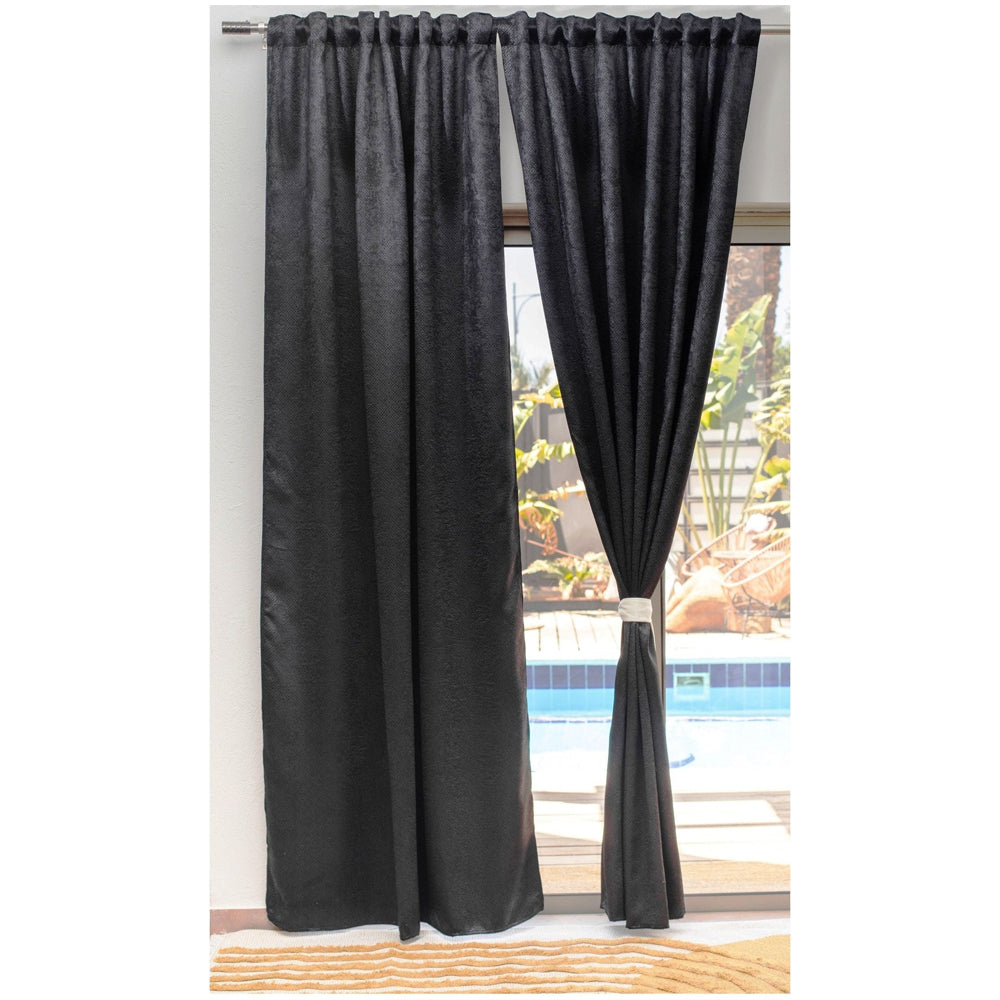 זוג - וילון השחלה מנהטן 250*140 שחור