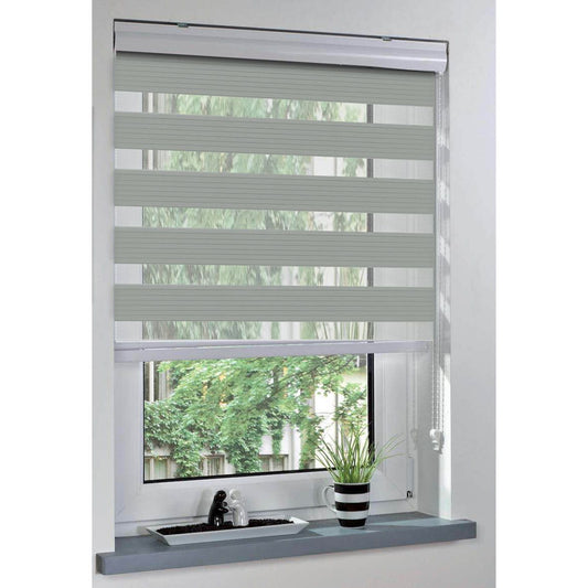 וילון זברה פליסה 160*160 ס"מ אפור בהיר