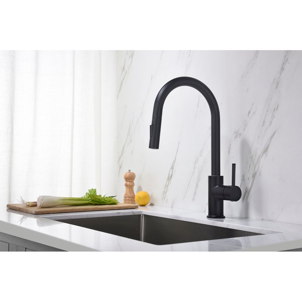 ברז מטבח נשלף גראנדה שחור מט