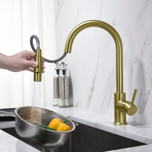 ברז מטבח נשלף גראנדה זהב