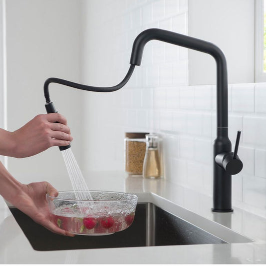 ברז מטבח נשלף פוטומק שחור מט