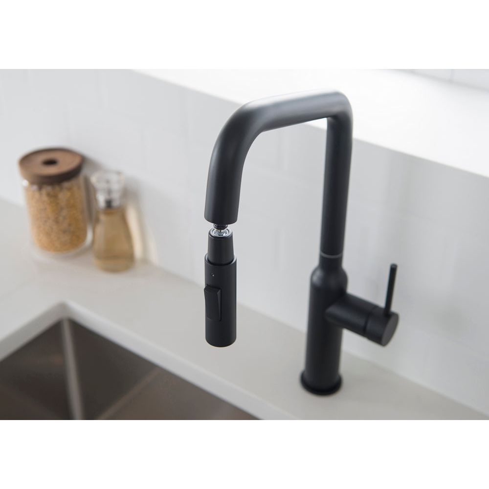 ברז מטבח נשלף פוטומק שחור מט