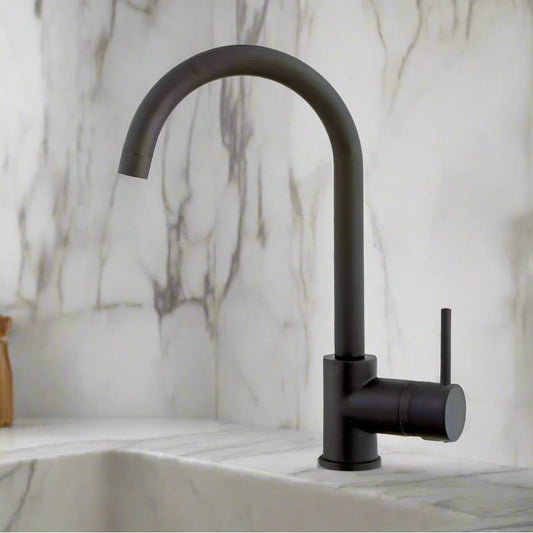 ברז מטבח ברבור פיה מסתובבת שחור מט